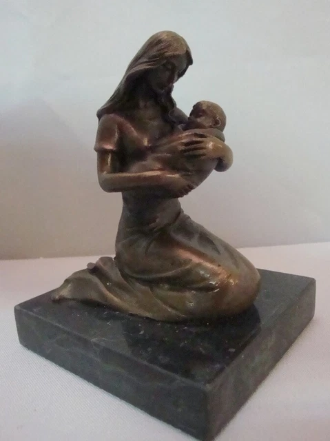 Estatua Madre María Jesús Cristo Art Deco Estilo Art Nouveau Estilo Bronce sólid