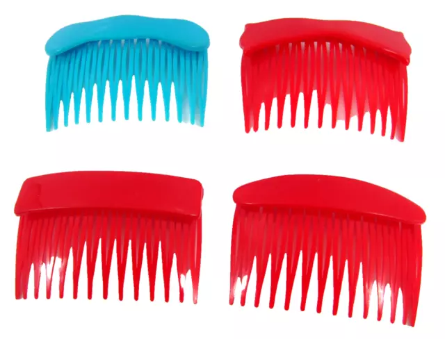 4 x Plastic Split HAIR COMB for Fascinator Millinery Hats - Blue & Red