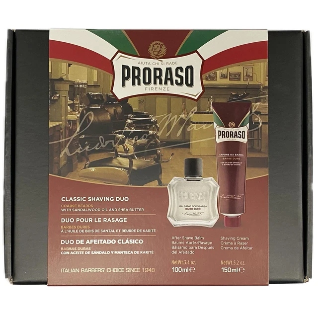 Proraso Rasierset Grobbärte - Rasiercreme, After Rasur Balsam + Vorrasieren