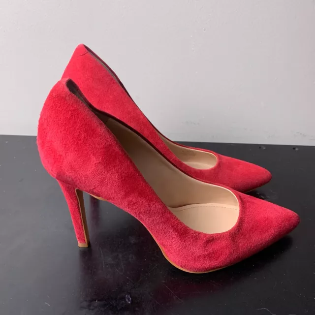 Vince Camuto Love Affair True Suede 8.5 M Red Pumps Heels Kain 3