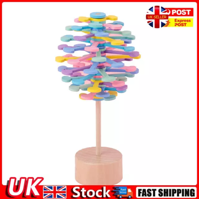 Wooden Helicone Rotating Lolly Toy Kids Stress Relief Toys (Macaron Wafer) Hot