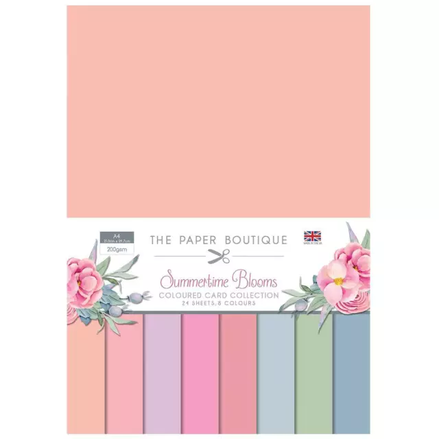 Paper Boutique Summertime Blooms Pink Blue A4 Coloured Card Birthday Card Making