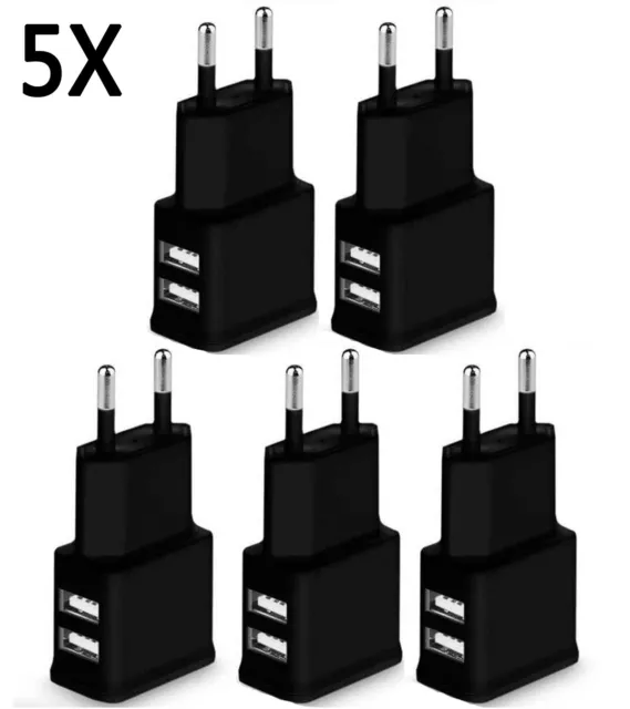 5X 5V 2A Dual Ports USB EU-Stecker Ladegerät Netzteil Schnellladegerät Universal