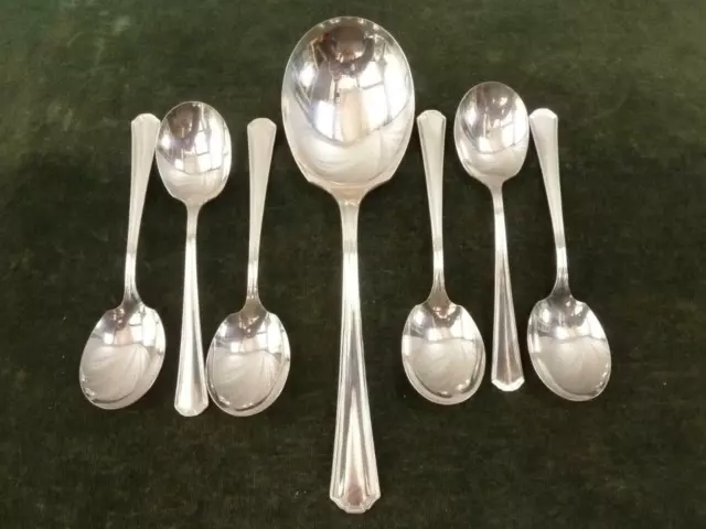 6 nice Vintage Westminster Plate Fruit spoons & Server silver plated EPNS