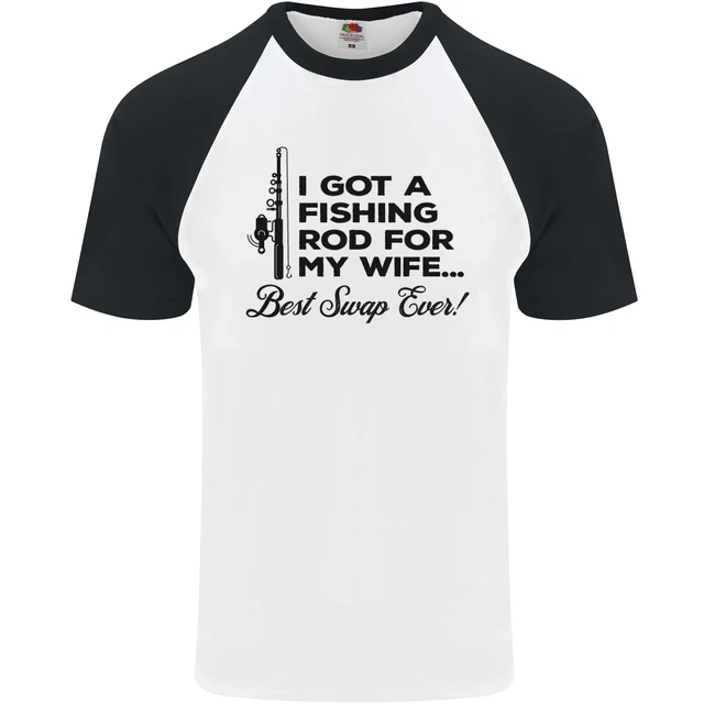 Pesca Asta per My Wife Pescatore Divertente Uomo S/S Baseball T-Shirt