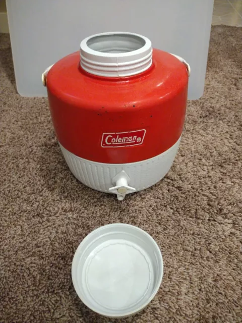 Vintage Coleman Red & White 1 Gallon Water Jug Cooler