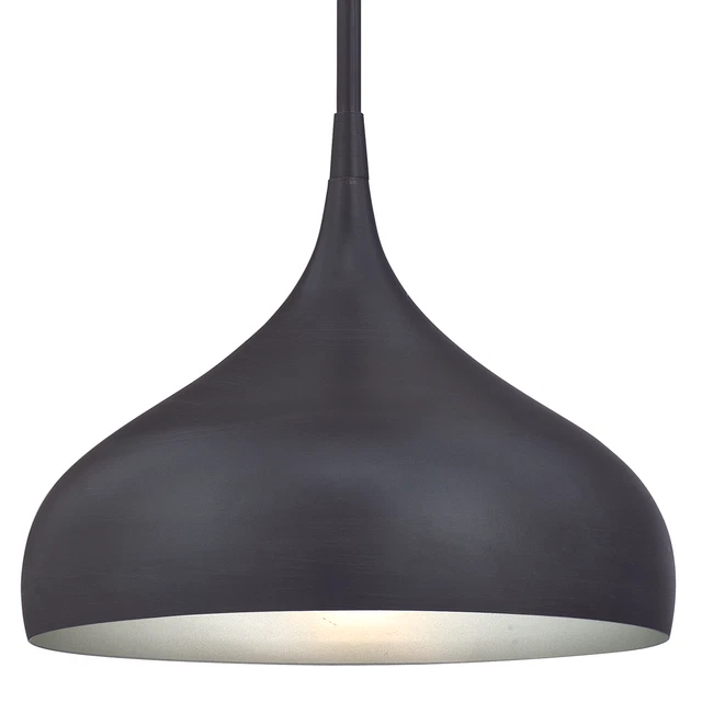 Éclairage E27 Cloche Plafonnier Lampe suspendue Rudi Suspension Argent Gun Metal