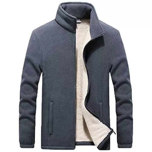 ASPFEIWELL MENS POLAR Fleece Jacket Full Zip Warm Winter Jackets ...
