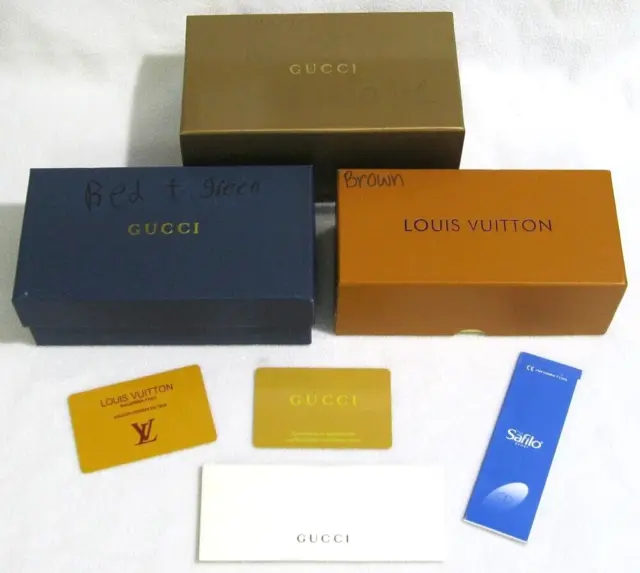Lot of 3 Sunglass Eyeglass Gift Box Case Cards Gucci Louis Vuitton - PLEASE READ