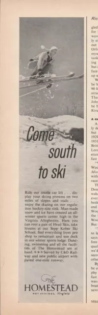 1963 Homestead Ski Resort Vintage Print Ad 1960s Hot Springs Virginia Ski School