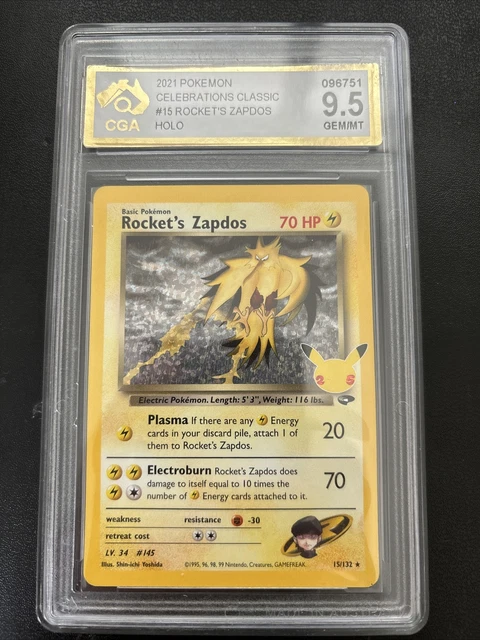 ROCKETS ZAPDOS - 15/132 - Holo Rare - Celebrations Classic Pokemon Card CGA  9.5 $60.00 - PicClick AU