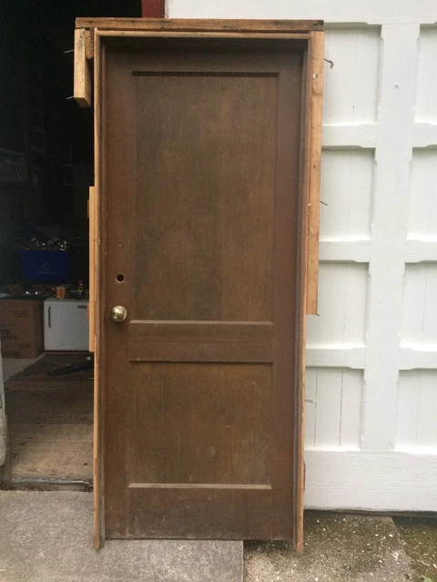 ANTIQUE DOOR NEW ENGLAND 2 panel interior  door  80 X 32 Inches With Door Frame. 2