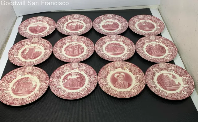 Set Of 12 Wedgwood Mount Holyoke College Plates Mary E Woolley Hall President