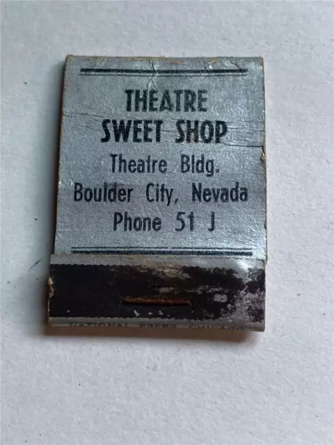 1940's Theatre Sweet Shop Theatre Bldg Boulder City Nevada EMPTY Matchbook NV