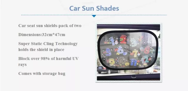 Homitt Static Cling Car Seat Sun Shades Side Window Shades Sun Visors 2