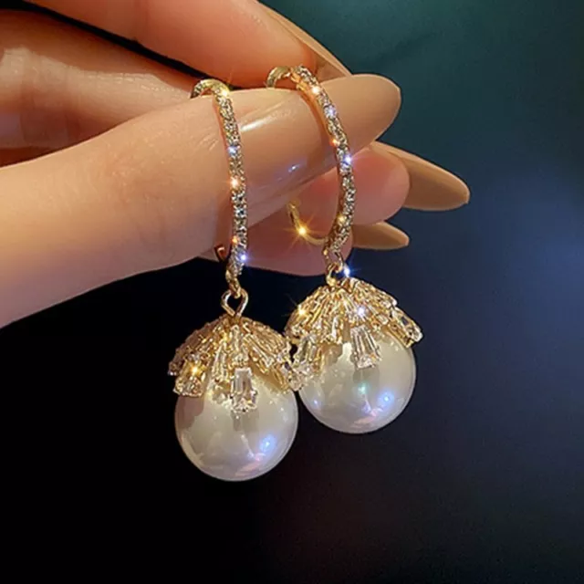 Fashion Pearl Crystal Ear Stud Earrings Drop Dangle Women Wedding Jewellery Gift