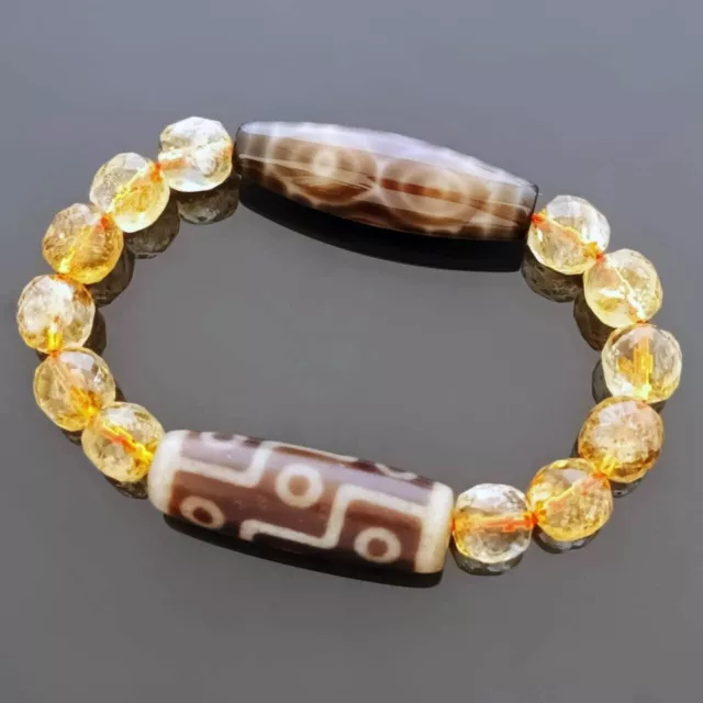 Authentique œil de dragon tibétain et perles OLD 9 Eyed Dzi avec bracelet... 2