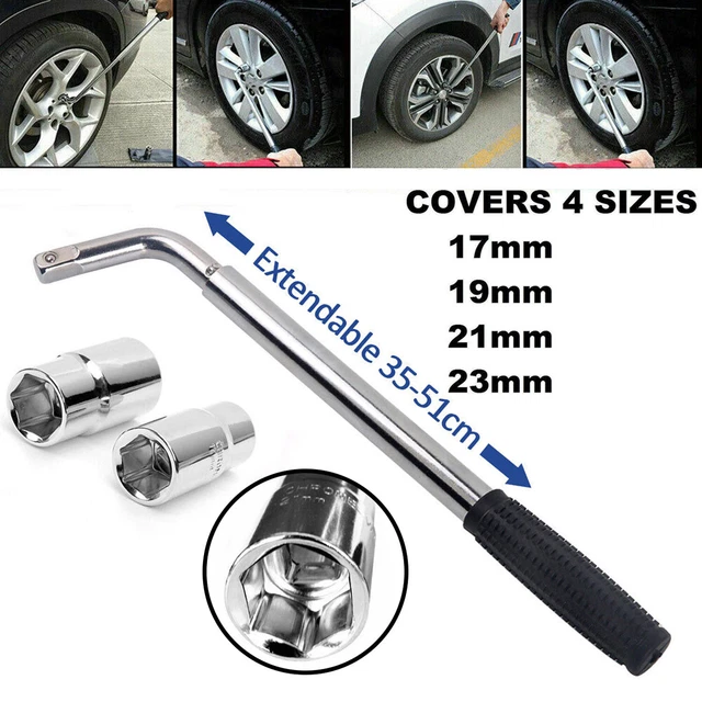 EXTENDABLE WHEEL LUG Nut Wrench 17/19/21/23MM Socket Car Tire Iron