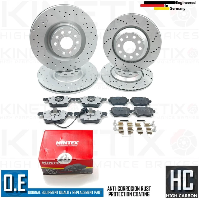 Kit Disques De Frein Avant Rainurés Et Percés + Plaquettes Pour Audi S3 8P - MTEC Brakes - 345mm & 310mm