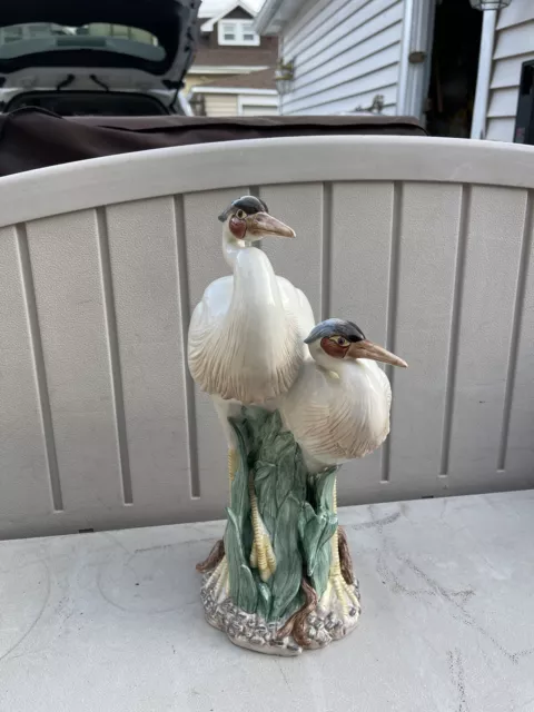 Rare Hand Crafted Fitz & Floyd Classics Egret WildFlowers Porcelain 15”