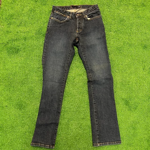 Vtg Krew Denim Jean Pants Straight Leg Slim Fit Solid Dark Blue Mens Sz 28/30