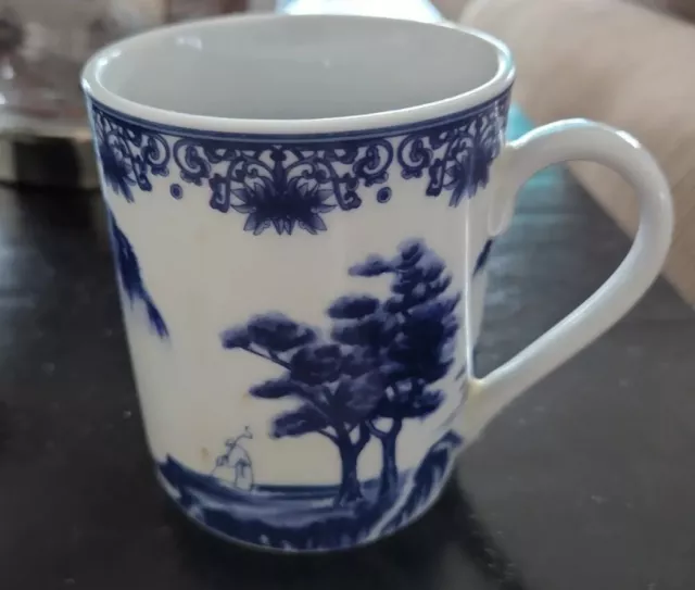 4 Canton Blue Porcelain China Coffee Mugs Vintage Tea