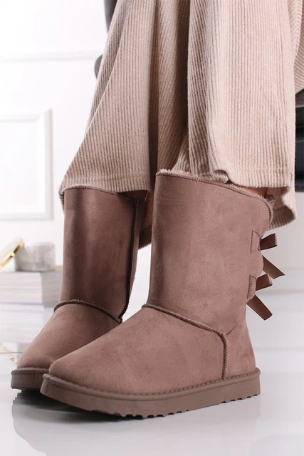 Bottes Fourrées boots chaudes Chaussures Hiver Femme, Boots Bottines Neige Taupe