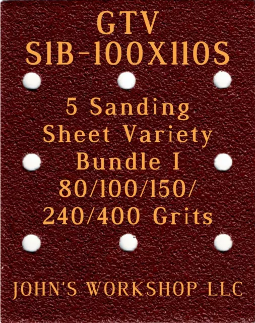 GTV S1B-100X110S - 80/100/150/240/400 Grits - 5 Sandpaper Variety Bundle I