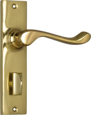 privacy set polished brass fremantle lever handles backplates,150 x 35 mm 1025P