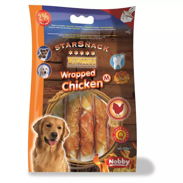 Nobby Cani Starsnack Barbecue Wrapped Pollo, M/150 G, Nuovi