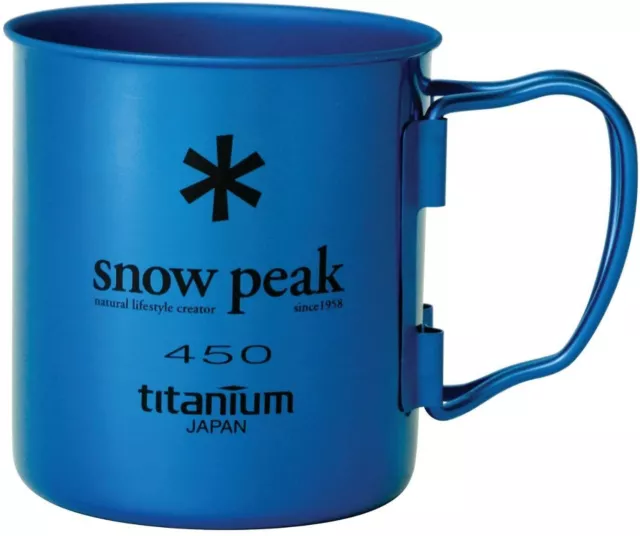 SNOW PEAK [ Titanium Color Single mug 450ml / Blue ] Outdoor Camping ...