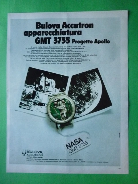 Watches Bulova Accutron 1968 Advertising' Nasa Gmt 3755 Project Apollo