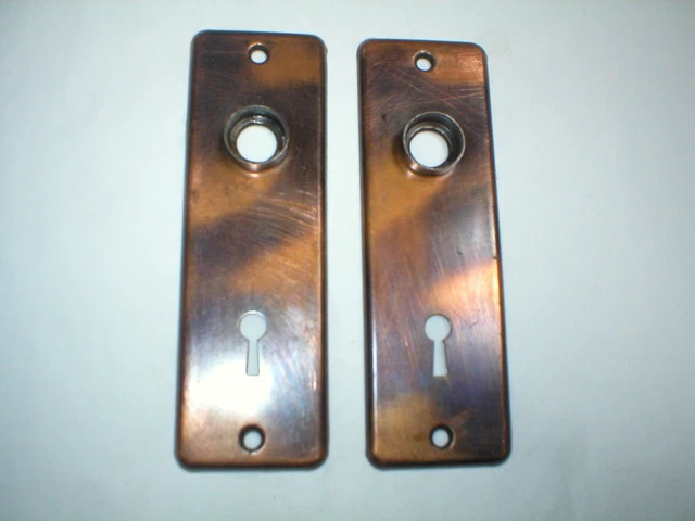Antique Arts and Crafts Era Japanned Door Pates