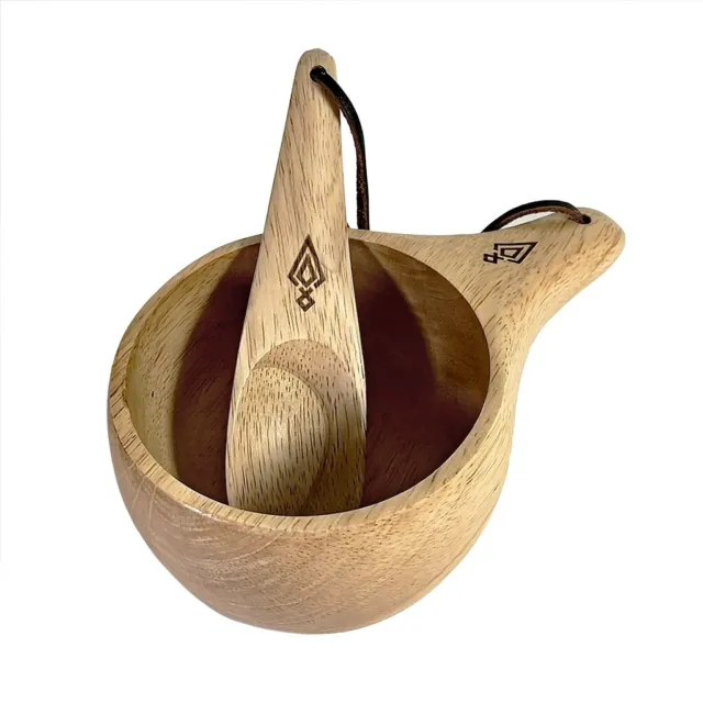Kuksa Handcrafted Wooden Mug & Spoon Natural Woodcraft Camping Cup Handmade