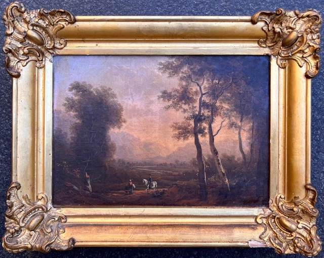 Tableau 20ème Siècle - Parc, Calèche Et Cavaliers - Style 19ème - Peinture à L'huile