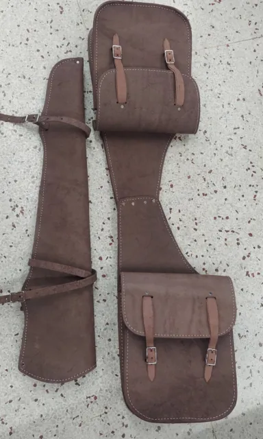 USED TACK SADDLE Bags Gun scabbard chocolate roughout Western gift ...