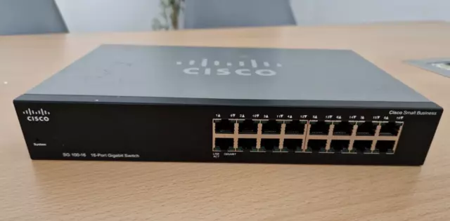 Cisco SG100-16 Gigabit Ethernet Switch, unmanaged