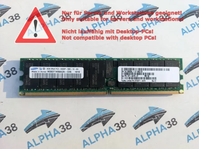 Samsung 8 GB DDR2 PC2-5300P 2Rx4 M393T1K66AZA-CE6 ECC Reg Server RAM CL5