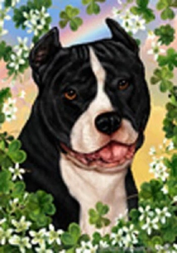 Clover House Flag - Black and White American Pit Bull Terrier 31405