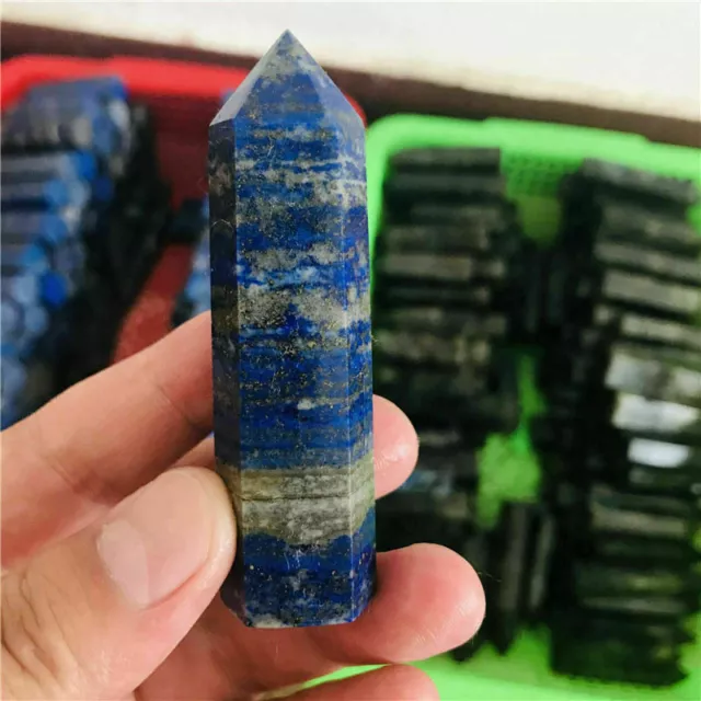 60-70mm Natural Rock Lapis Lazuli Quartz Crystal Point Wand Stone Healing Reiki