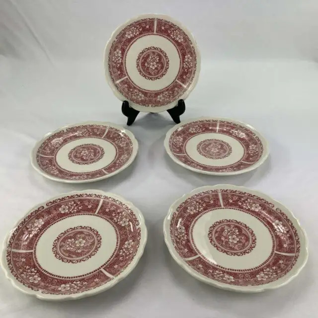 STRAWBERRY HILL PINK by SYRACUSE CHINA Set Of 5 Salad Plates