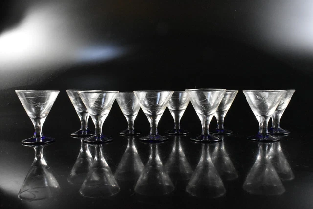 M1414: Japanese Glass Kiriko Shapely SAKE CUP Sakazuki Bundle sale Sake vessels
