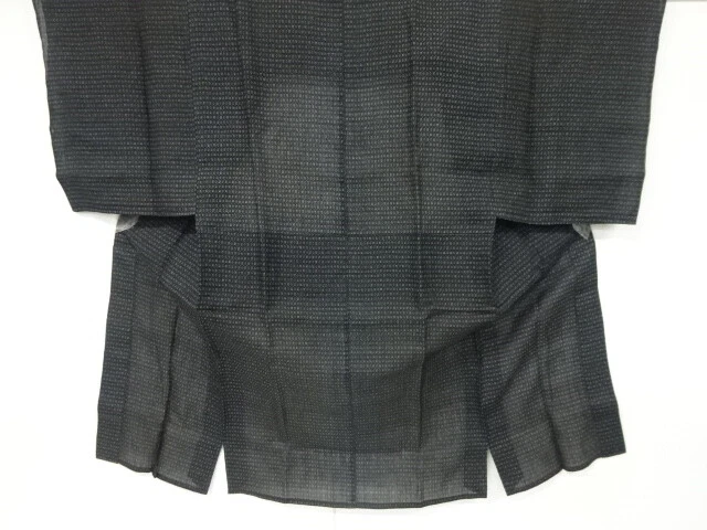 6473841: Japanese Kimono / Antique Mens Kimono / Noto Jofu / Woven Kasuri Patter
