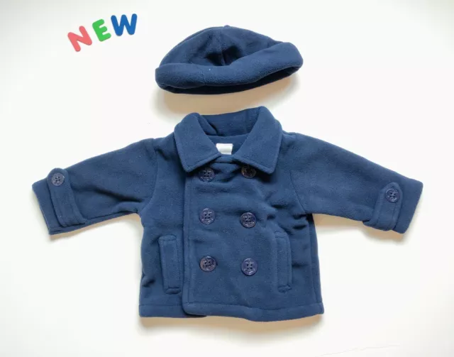 Toddler Kids Baby Boy Coat 12M - 18M NWT Great Guy Blue Pea Coat Fleece Boys