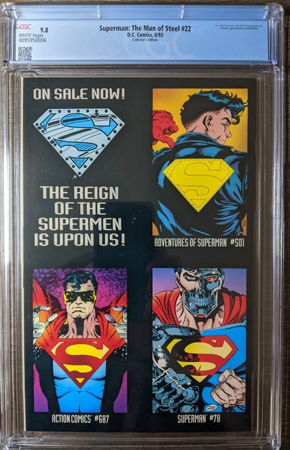 Superman: The Man Of Steel #22 - Cgc 9.8 - Collector's Edition - Die-Cut Cover 2