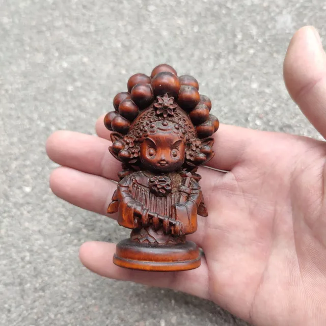 Chinese Folk Art Wood Carving Opera People Statue Miniature Wooden Figurine Gift