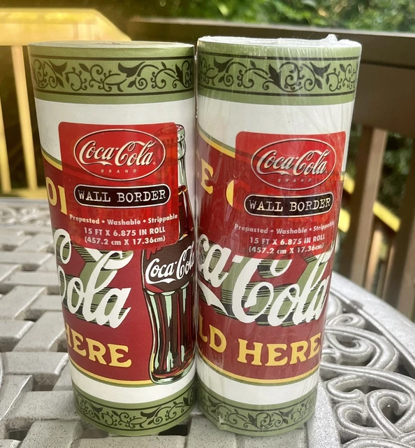Coca Cola Brand Drink Ice Cold Wall Border Green - 15' x 6.8"- 2 Rolls-NEW