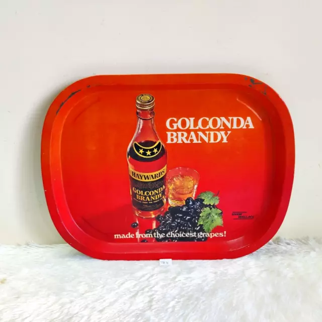 1950s Vintage Golconda Brandy Advertising Tin Tray Bareware Collectible Old TR3