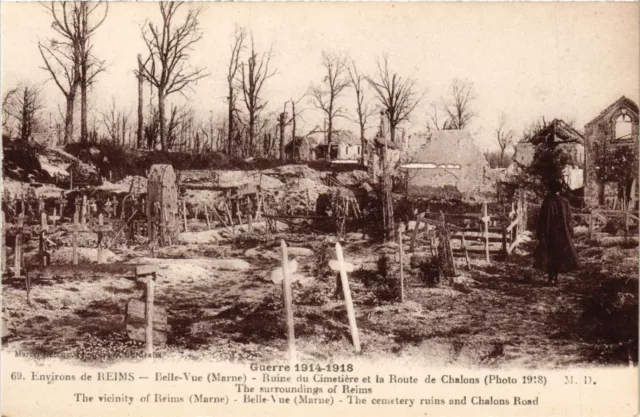 CPA AK Militaire - Belle-Vue - Ruine du Cimetiere - Environs de Reims (698523)