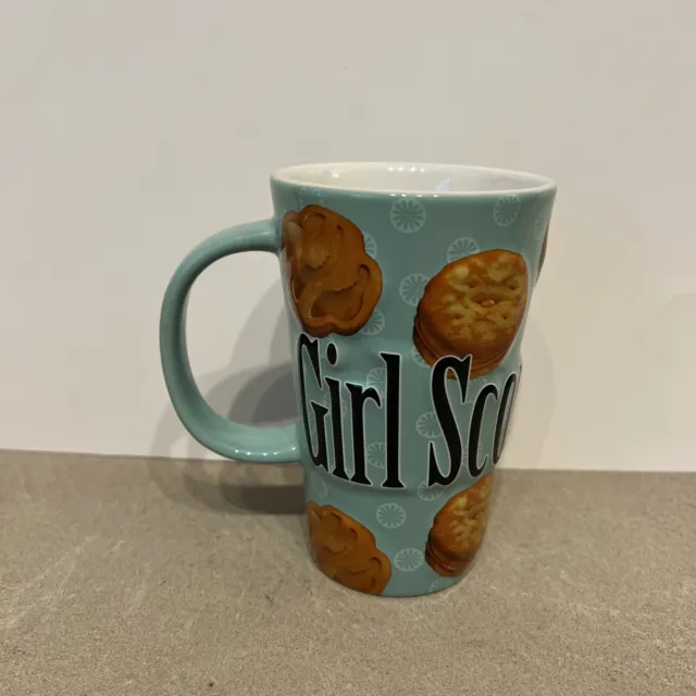 Girl Scout Cookies 2007 Embossed Cup Mug cookie biscuit teal ceramic gift